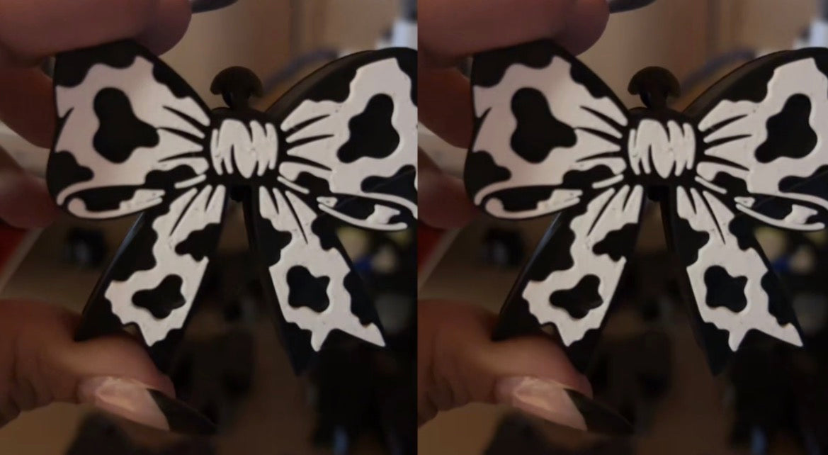 Cow print ribbon style bow Strawtopper 10 mm hole