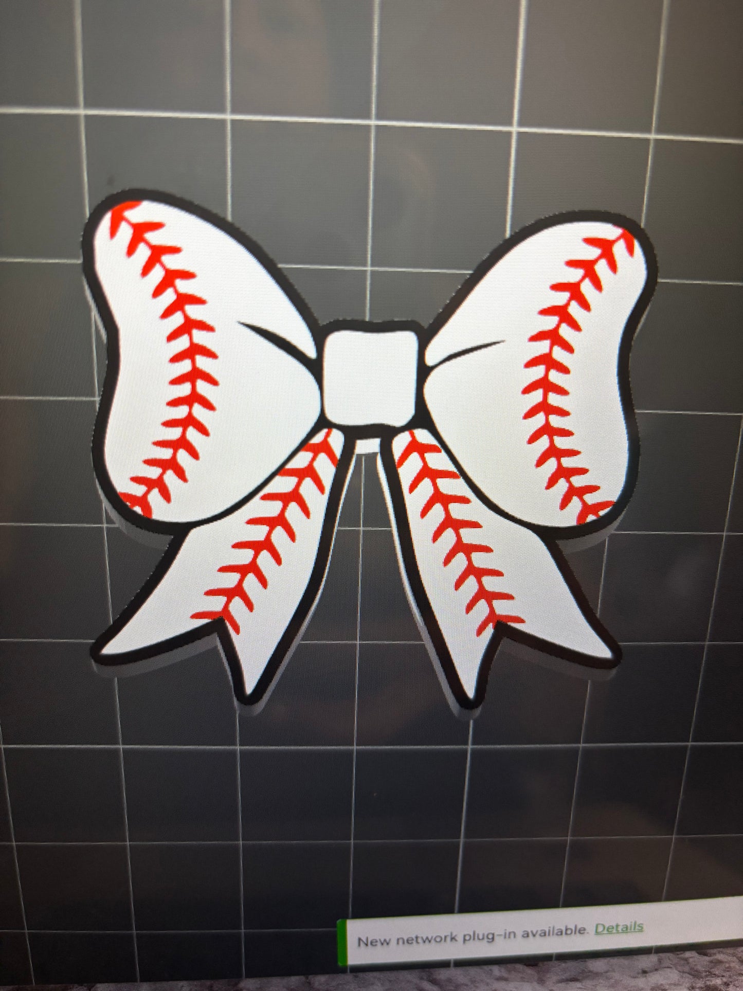 Baseball bow 10mm Strawtopper/ straw charm